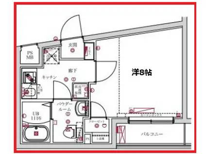 レンティーヴァ綾瀬(1K/4階)の間取り写真