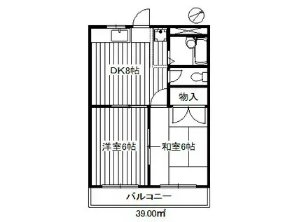 パルハイツ(2DK/2階)の間取り写真