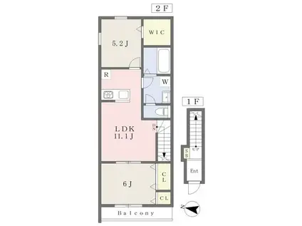 EARLS COURT西垣生(2LDK/2階)の間取り写真