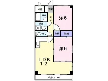 サンクレールII(2LDK/4階)の間取り写真