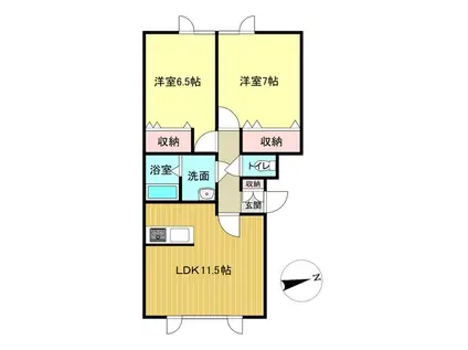 ルピナス(2LDK/1階)の間取り写真