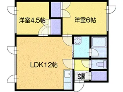 フラワーコーポII(2LDK/3階)の間取り写真