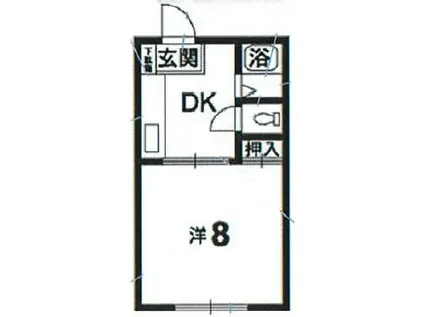 北村ハイツ(1DK/2階)の間取り写真