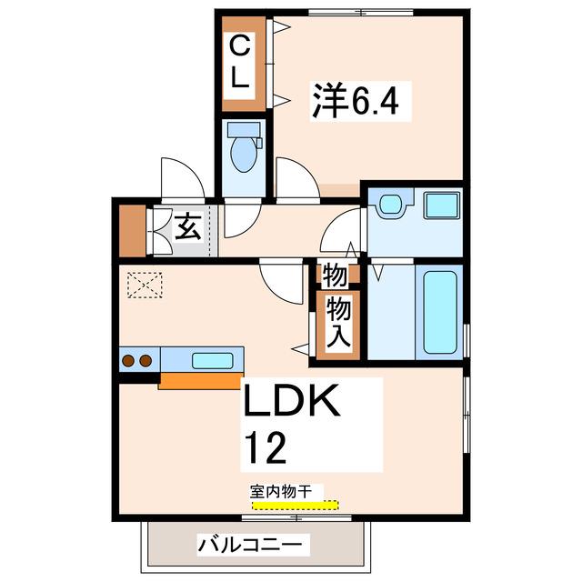 ピュアネス九学通(1LDK/2階)の間取り写真