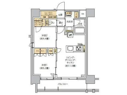 リビオメゾン芝浦(2LDK/8階)の間取り写真