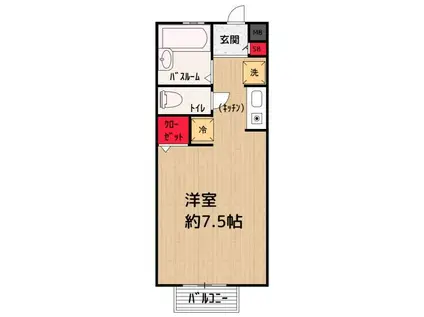 ハイディハウス(1K/2階)の間取り写真