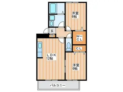 ラエスタシオンII(2LDK/1階)の間取り写真