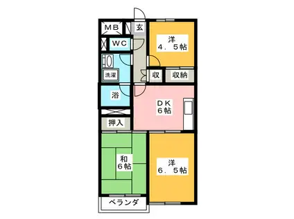 シャンブール(3DK/2階)の間取り写真