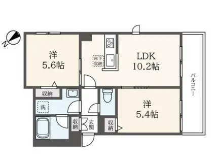 LA CASA LUNA(2LDK/1階)の間取り写真