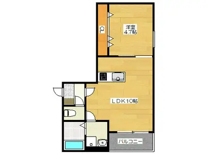 紫2丁目AP(1LDK/1階)の間取り写真