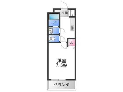 メリー・ヤード泉(1K/2階)の間取り写真