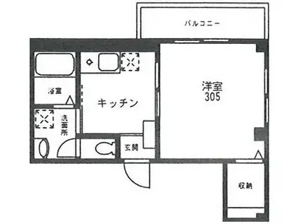 ディアコートII(1K/3階)の間取り写真