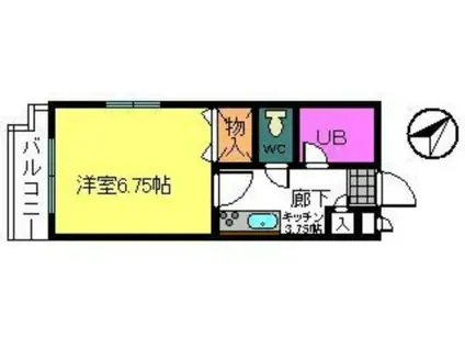 ラ・ルミエール(1K/1階)の間取り写真