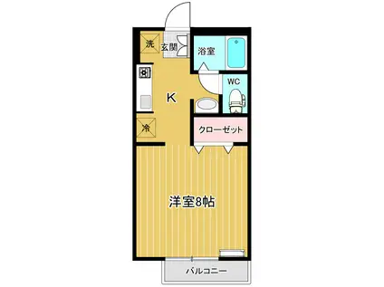 サンガーデン大山B棟(1K/1階)の間取り写真