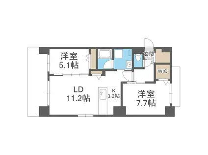 ジラフ大通西15プレミア(2LDK/5階)の間取り写真