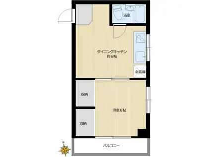 タマルコーポ東日暮里(1DK/4階)の間取り写真