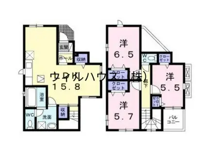 池田下町戸建て2(3LDK/1階)の間取り写真