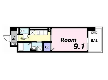 クレール姫路II(1K/1階)の間取り写真