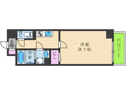 シャルム天王寺(1K/1階)の間取り写真