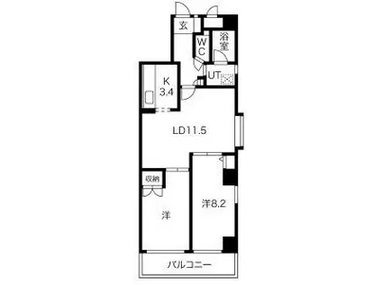 エクレール鶴舞(2LDK/11階)の間取り写真