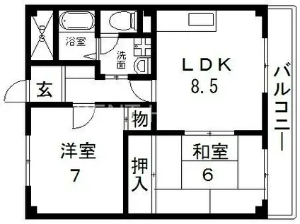 カレント・スクエア(2LDK/3階)の間取り写真