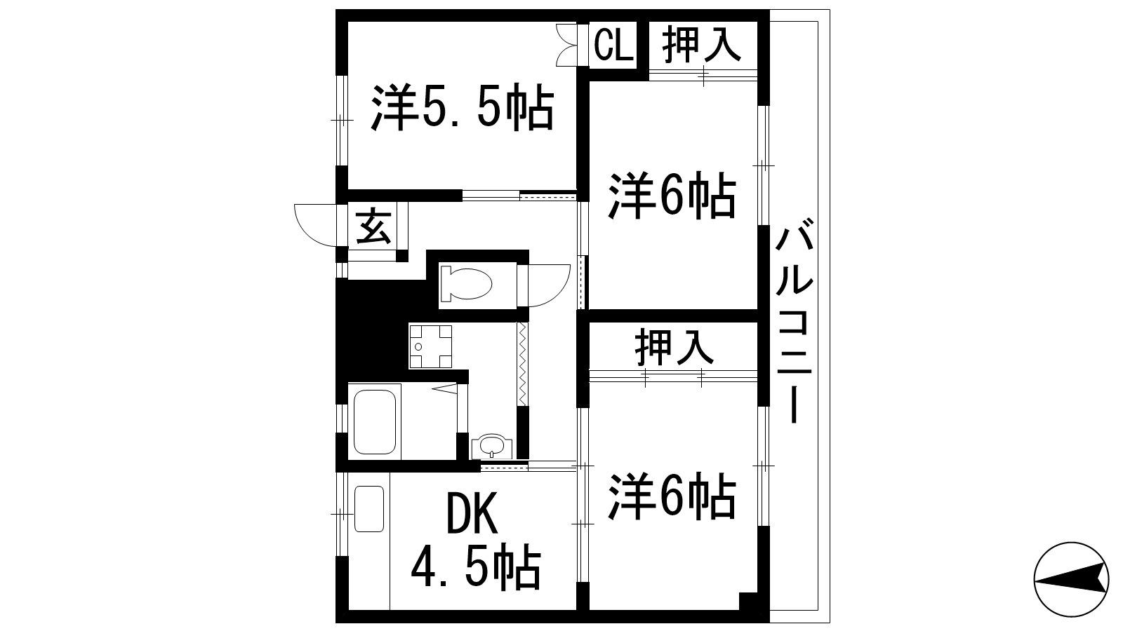 ビレッジハウス山本2号棟(3DK/4階)の間取り写真