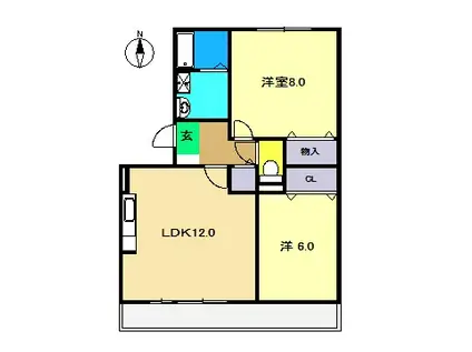 ラ・クレール(2LDK/2階)の間取り写真