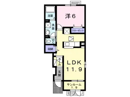 アイネ クライネ(1LDK/1階)の間取り写真