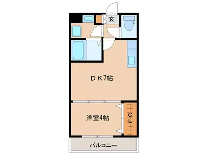 FORTUNA A棟(1DK/1階)の間取り写真