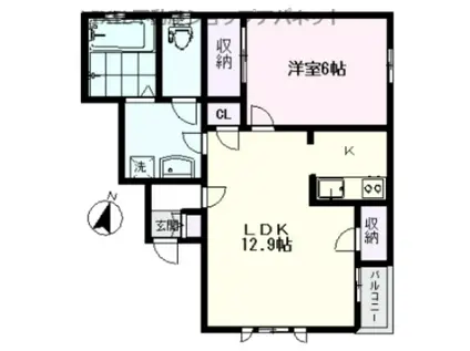 メゾンオンプレイスA(1LDK/2階)の間取り写真