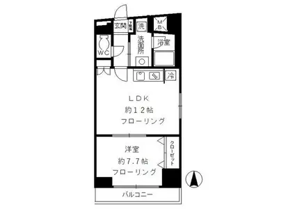 ローズガーデン(1LDK/2階)の間取り写真