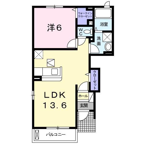 カーサ・プラシードB(1LDK/1階)の間取り写真