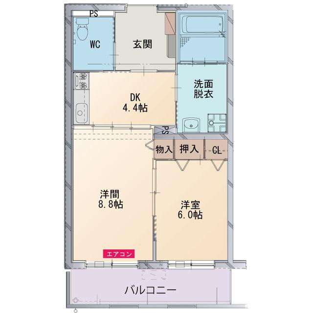 HEARTFUL PLATINUM(2DK/1階)の間取り写真