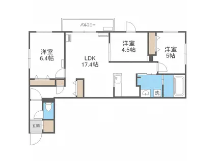 クレアレジデンス発寒南(3LDK/3階)の間取り写真