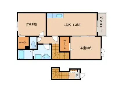 オーレンス(2LDK/2階)の間取り写真