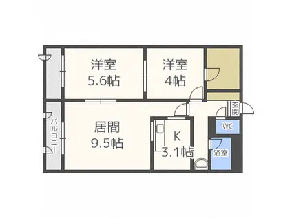 セリエ本通(2LDK/5階)の間取り写真