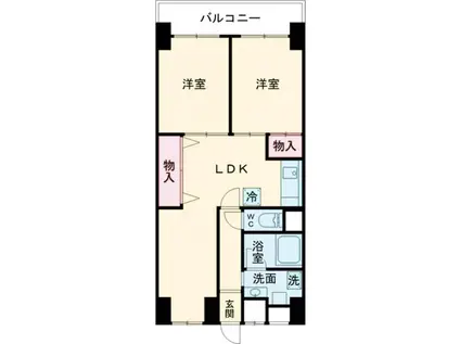 日商岩井第2本郷マンション(2LDK/6階)の間取り写真