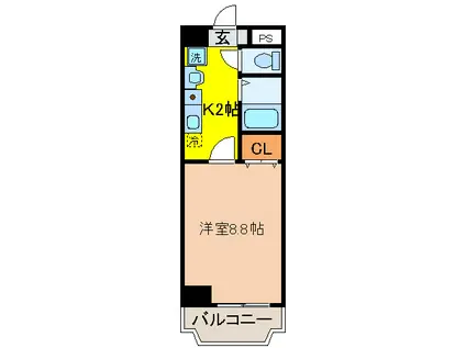 AROOM 光町(1K/4階)の間取り写真