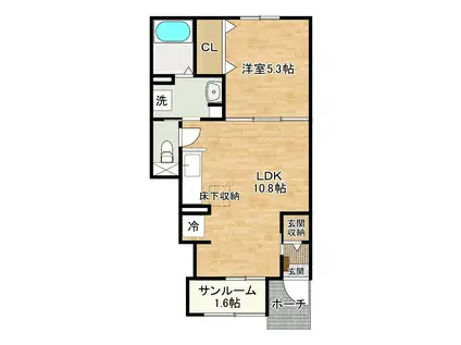 ルシオール(1LDK/1階)の間取り写真