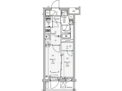 PREMIUM CUBE 世田谷(2K/2階)の間取り写真