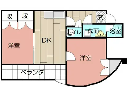 アネックスビル(2DK/2階)の間取り写真