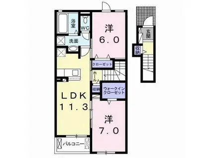 POPORA I(2LDK/2階)の間取り写真