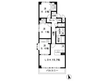 GREEN PARK OKADA(3LDK/7階)の間取り写真