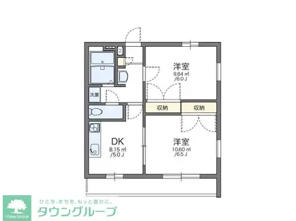 レオパレス西水元II(2DK/3階)の間取り写真