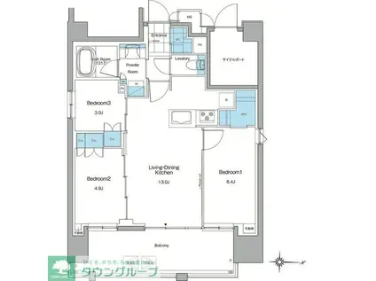 ルフォンプログレ赤羽マークス(3LDK/12階)の間取り写真