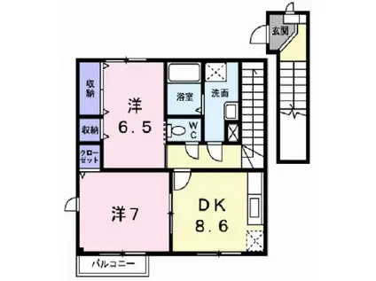 セレニオン(2DK/2階)の間取り写真