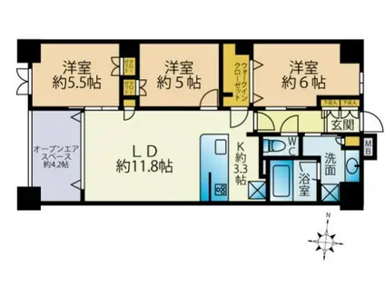 ヴェレーナ住吉(3LDK/2階)の間取り写真