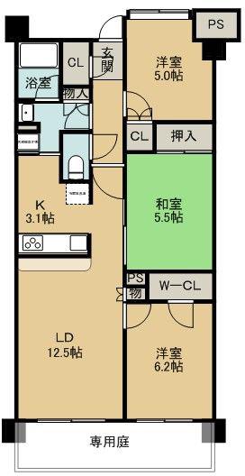 サンクレイドル守谷(3LDK/6階)の間取り写真