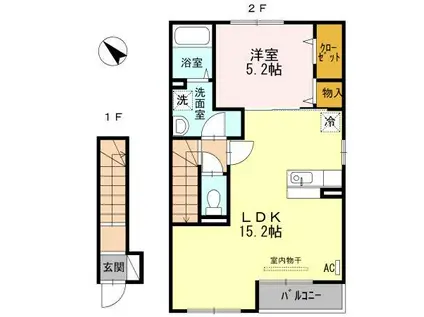 アゼリア福吉(1LDK/2階)の間取り写真