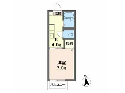 フレグランス上尾E棟(1K/1階)の間取り写真